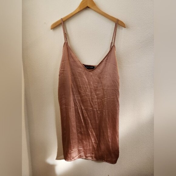 Carli Bybel X Misguided Satin Slip Dress Rose Gold Champagne Size 12 - Picture 1 of 5